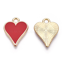 Barrel Plating Alloy Pendants, with Enamel, Cadmium Free & Nickel Free & Lead Free, Heart, Light Gold, Ace of Hearts, 16x12.5x1.5mm, Hole: 1.8mm(ENAM-T011-203-01)