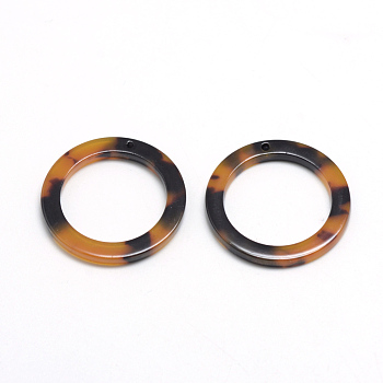 Cellulose Acetate(Resin) Pendants, Ring, Goldenrod, 21.5x21.5x2.5mm, Hole: 1.5mm