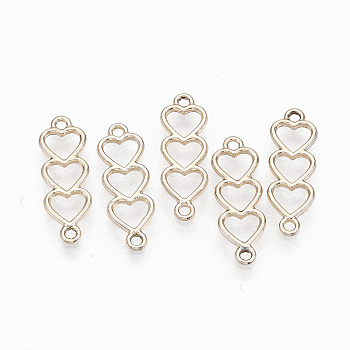Eco-Friendly Alloy Links connectors, Heart with Heart, Hollow, Light Gold, 24x8x1.5mm, Hole: 1.6mm