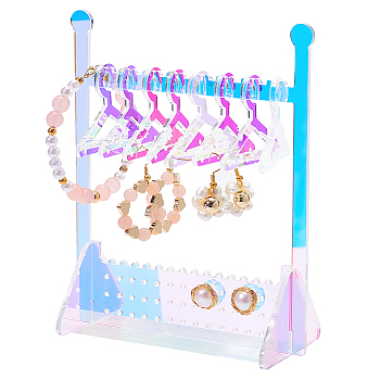 HOBBIESAY Transparent Acrylic Earring Display Stands, AB Color, Coat Hanger Shape, Clear, Finish Product: 12x6x15cm, Hole: 2mm, about 11pcs/set, 1 set
