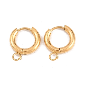 316 Stainless Steel Huggie Hoop Earring Findings, with Loop, Ion Plating(IP), Long-Lasting Plated, Golden, 13x2.5mm, Hole: 2.5mm, Pin: 1mm