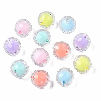 Transparent Acrylic Beads, Bead in Bead, Round, Mixed Color, 16mm, Hole: 2.5mm