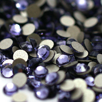 Glass Flat Back Rhinestone, Grade A, Back Plated, Faceted, Half Round, Tanzanite, SS5, 1.7~1.8mm, 1440pcs/bag