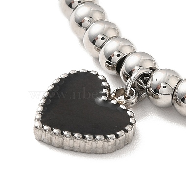 304 Stainless Steel Heart Charm Bracelet with Enamel(BJEW-B057-08P)-2