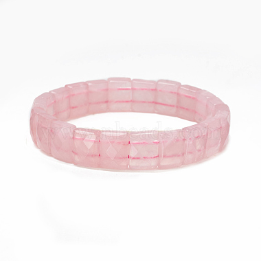 Pulseras elásticas naturales de piedras preciosas de cuarzo rosa(BJEW-F406-B04)-2