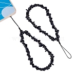 Natural Obsidian Chips Cell Phone Lanyard Wrist Strap, with Braided Nylon Thread, 20cm(HJEW-SW00018-04)