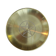 201 Stainless Steel Candle Holder, Tarot Theme Tealight Tray, for Witchcraft Wiccan Altar Supplies, Flat Round, Star Pattern, 142x3x13mm(WICR-PW0001-02F)