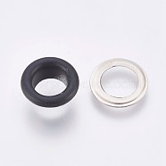 Iron Grommet Eyelet Findings, for Bag Making, Flat Round, Platinum, Black, 9.5x4.5mm, Inner Diameter: 5mm(IFIN-WH0023-E08)