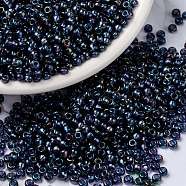 MIYUKI Round Rocailles Beads, Japanese Seed Beads, Fancy Lined, (RR3539) Fancy Lined Han Blue, 15/0, 1.5mm, Hole: 0.7mm, about 5555pcs/10g(X-SEED-G009-RR3539)