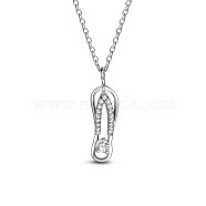 SHEGRACE Sweet Girls Rhodium Plated 925 Sterling Silver Pendant Necklaces, with Micro Pave AAA Cubic Zirconia Slippers Pendant and Lobster Claw Clasps, Platinum, 16.1 inch(JN330A)