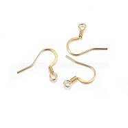 304 Stainless Steel French Earring Hooks, Flat Earring Hooks, Ear Wire, Real 18K Gold Plated, 15x17x2mm, Hole: 2mm, 21 Gauge, Pin: 0.7mm(STAS-P210-23G)