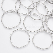 Alloy Open Back Bezel Pendants, For DIY UV Resin, Epoxy Resin, Pressed Flower Jewelry, Ring, Platinum, 34.5~35x34.5x1.5mm, Hole: 2.5x1mm(X-PALLOY-S121-82A-P)