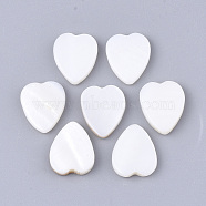 Freshwater Shell Cabochons, Heart, White, 14x11x3mm(SHEL-T012-28)