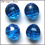 Imitation Austrian Crystal Beads, Grade AAA, Faceted, Round, Dodger Blue, 6mm, Hole: 0.7~0.9mm(SWAR-F079-6mm-25)