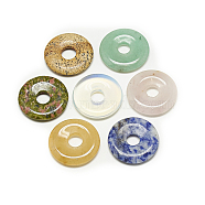 Natural & Synthetic Mixed Stone Pendants, Donut/Pi Disc, Donut Width: 11.5mm, 30x4mm, Hole: 7mm(G-S294-13-30mm)
