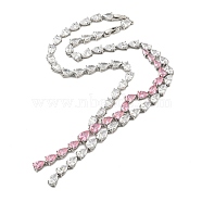 Brass Micro Pave Cubic Zirconia Necklaces, Teardrop, Hot Pink, 19.33 inch(491mm)(NJEW-H027-01P-03)
