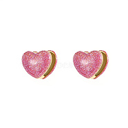 Heart Shape Golden 304 Stainless Steel Hoop Earrings, with Enamel, Old Lace, 14.3x16.3mm(TZ8486-2)