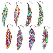 Diamond painting feather bookmark crystal pendant, Mixed Color, 19.5x4.5cm(ST-CJ0032-01)