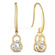 SHEGRACE 925 Sterling Silver Earring, with Grade AAA Cubic Zirconia, Calabash, Real 24K Gold Plated, 35mm(JE701C)