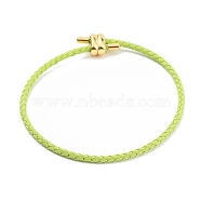 Braided Steel Wire Bracelets Making, with Golden Tone Brass Beads, Green Yellow, Inner Diameter: 3-1/8 inch(8cm)(BJEW-H610-02G-01)