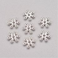 Zinc Alloy Beads Spacers, Cadmium Free & Lead Free, with One Hole, Snowflake, Silver Color Plated, 8.5x2.5mm, Hole: 1.5mm(X-PALLOY-Q062-S)