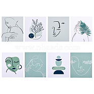 Canvas Bathroom Wall Decorations Picture, Rectangle, Dark Sea Green, 250x200x0.2mm, 8pcs/set(CF-TAC0002-08)