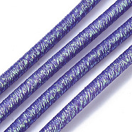PVC Tubular Synthetic Rubber Cord, Hollow Pipe, with Glitter Powder, Mauve, 4mm, Hole: 1.8mm, about 54.68 yards(50m)/bundle(RCOR-T002-02B-02)