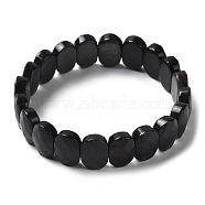 Natural Silver Obsidian Beaded Stretch Bracelet, Gemstone Jewelry for Women, Oval, Inner Diameter: 2-1/8 inch(5.4~5.5cm)(G-E010-01-06)