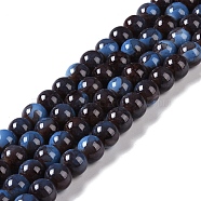 Baking Paint Glass Bead Strands, Round, Prussian Blue, 8mm, Hole: 1mm, about 104~105pcs/strand, 30.71~31.10''(78~79cm)(GLAA-H031-01B-05)