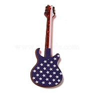Independence Day Acrylic Pendants, American Flag, Guitar, 59.5x20.5x2mm, Hole: 1.6mm(OACR-O007-06A)