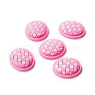 PVC Cabochons, for Hair Accessories, Oval with Lattice, Hot Pink, 29x25x6mm(PVC-B001-04A)