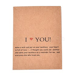 Kraft Paper Necklace Display Cards, Rectangle with Word I Love You, Sandy Brown, 10x7.5x0.03cm(CDIS-T004-11)