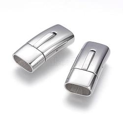 304 Stainless Steel Bayonet Clasps, Rectangle, Stainless Steel Color, 30x14x9.5mm, Hole: 6.5x12mm(STAS-G143-31A)