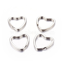 Iron Split Key Rings, Keychain Clasp Findings, Valentine's Jewelry Findings, Heart, Platinum Color, about 31mm in diameter, 3mm thick, 25mm inner diameter(E564-2)
