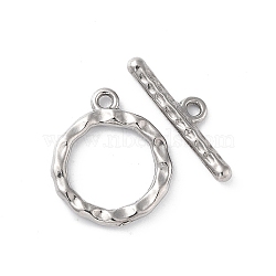 Non-Tarnish 304 Stainless Steel Ring Toggle Clasps, Stainless Steel Color, 19x16x2mm, Hole: 1.6mm, Bar: 6.5x21x2.5mm, Hole: 1.5mm(STAS-A092-09B-P)