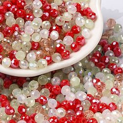 Glass Beads, Faceted, Rondelle, Red, 4x3mm, Hole: 0.4mm, about 6800pcs/500g(EGLA-A034-LM4mm-57)