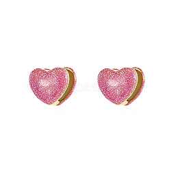 Heart Shape Golden 304 Stainless Steel Hoop Earrings, with Enamel, Old Lace, 14.3x16.3mm(TZ8486-2)