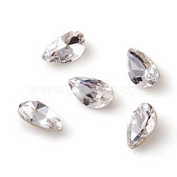Glass Rhinestone Cabochons, Pointed Back & Back Plated, Faceted, Right Teardrop, Crystal, 4.5x7.5x3mm(RGLA-I003-F04-001)