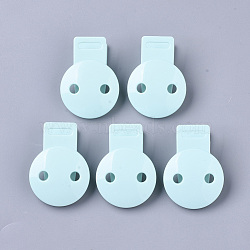 ABS Plastic Baby Pacifier Holder Clip, with Stainless Steel Clips, Flat Round, Pale Turquoise, 48.5x35x20mm, Hole: 3x13.5mm(KY-T014-001B)