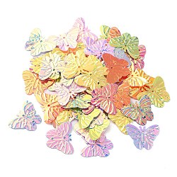 PVC Paillette/Sequins Beads, Connector Charms, Golden Sheen, Butterfly, Mixed Color, 17x22x0.6mm, Hole: 1.2mm, about 2381pcs/500g(PVC-F003-04M)