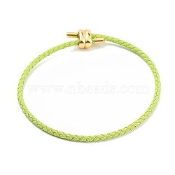 Braided Steel Wire Bracelets Making, with Golden Tone Brass Beads, Green Yellow, Inner Diameter: 3-1/8 inch(8cm)(BJEW-H610-02G-01)