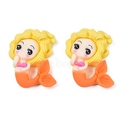 Opaque Resin Cabochons, Mermaid, Yellow, 31x24x7mm(CRES-S308-097C)