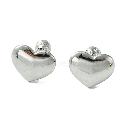 Non-Tarnish 304 Stainless Steel Ear Studs, Heart, Stainless Steel Color, 11.5x14mm(EJEW-Q801-01P)