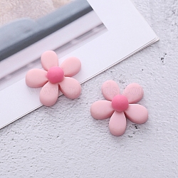 Opaque Resin Cabochons, for Hair Accessories, Flower, Pink, 23x23x8.5mm(OHAR-PW0001-494A)