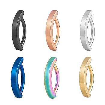 6Pcs 6 Color 304 Stainless Steel Curved Belly Ring Hoop, Piercing Jewelry for Women, Mixed Color, 16x3mm