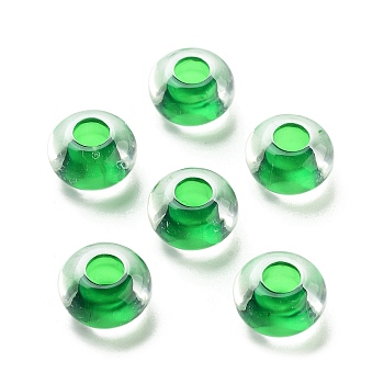 Transparent Acrylic European Beads, Large Hole Beads, Rondelle, Lime Green, 14x8.5mm, Hole: 5.5mm, about 537pcs/500g