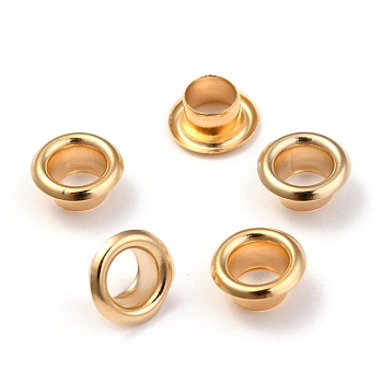 European Style 201 Stainless Steel Eyelet Core, Grommet for Large Hole Beads, Flat Round, Golden, 8x4.5mm, Hole: 4mm