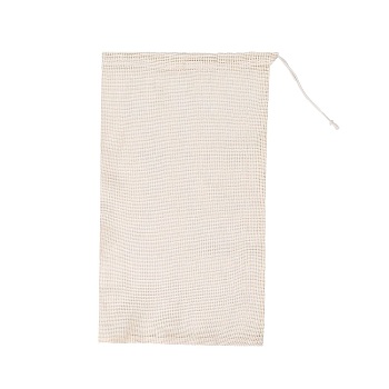 Cotton Storage Pouches, Drawstring Bags, Rectangle, Antique White, 41x28cm