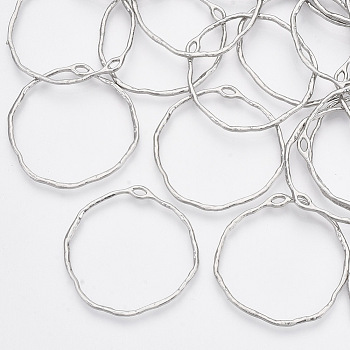 Alloy Open Back Bezel Pendants, For DIY UV Resin, Epoxy Resin, Pressed Flower Jewelry, Ring, Platinum, 34.5~35x34.5x1.5mm, Hole: 2.5x1mm