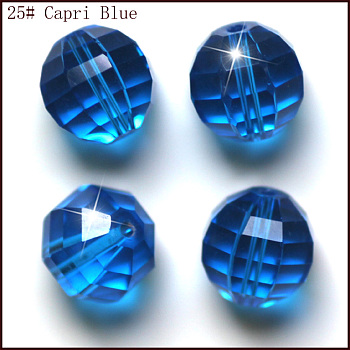 Imitation Austrian Crystal Beads, Grade AAA, Faceted, Round, Dodger Blue, 6mm, Hole: 0.7~0.9mm